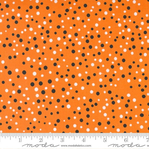 30" End of Bolt - SALE Too Cute to Spook Keep Calm and Carry a Wand 22426 Pumpkin - Moda - Halloween Polka Dot - Quilting Cotton Fabric