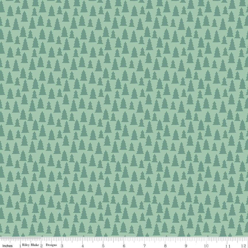 Christmas Village Trees C12245 Sea Glass - Riley Blake Designs - Pine Trees Tone-on-Tone - Quilting Cotton Fabric