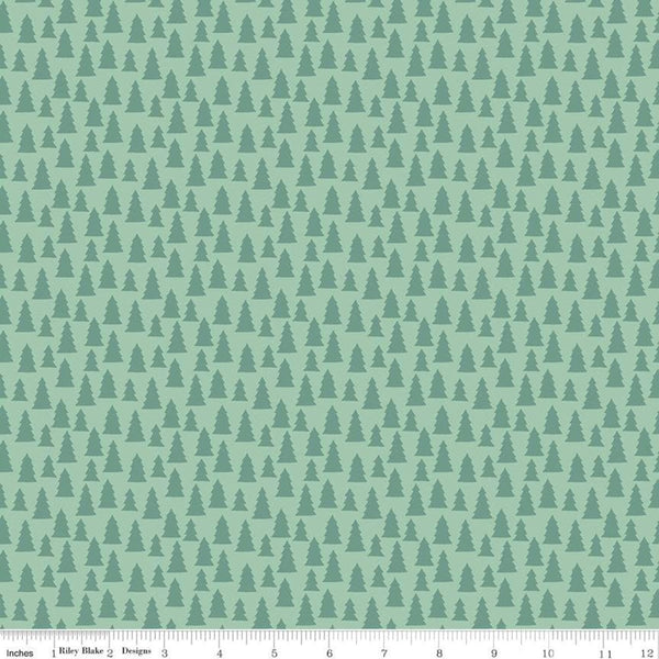 26" end of bolt - SALE Christmas Village Trees C12245 Sea Glass - Riley Blake Designs - Pine Trees Tone-on-Tone - Quilting Cotton Fabric