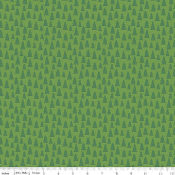 SALE Christmas Village Trees C12245 Green - Riley Blake Designs - Pine Trees Tone-on-Tone - Quilting Cotton Fabric