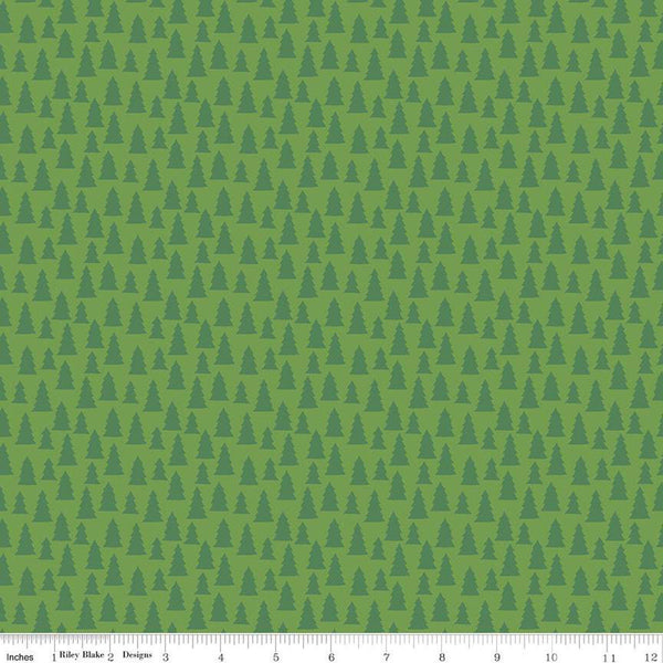 Christmas Village Trees C12245 Green - Riley Blake Designs - Pine Trees Tone-on-Tone - Quilting Cotton Fabric