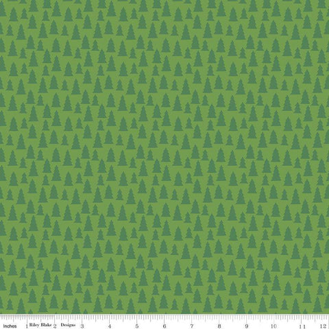 Christmas Village Trees C12245 Green - Riley Blake Designs - Pine Trees Tone-on-Tone - Quilting Cotton Fabric