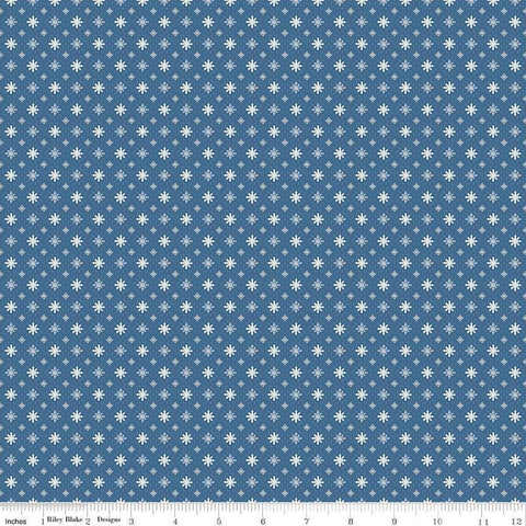 Christmas Village Snowflakes C12246 Denim - Riley Blake Designs - Lattice Geometric Blue - Quilting Cotton Fabric