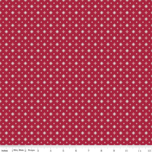 23" End of Bolt - Christmas Village Snowflakes C12246 Red - Riley Blake Designs - Lattice Geometric - Quilting Cotton Fabric