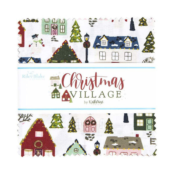 Christmas Village Charm Pack 5" Stacker Bundle - Riley Blake Designs - 42 piece Precut Pre cut - 5-12240-42 - Quilting Cotton Fabric