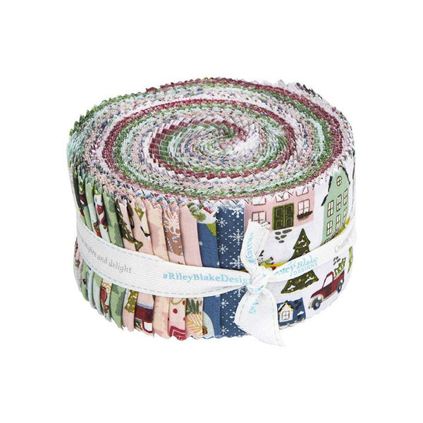 SALE Christmas Village 2.5 Inch Rolie Polie Jelly Roll 40 pieces - Riley Blake Designs - Precut Pre cut Bundle - Quilting Cotton Fabric