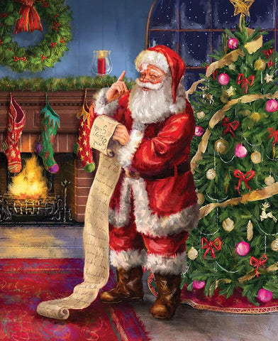 Picture a Christmas Santa's List Panel PD12375 - Riley Blake Designs - DIGITALLY PRINTED Santa Tree Fireplace - Quilting Cotton Fabric