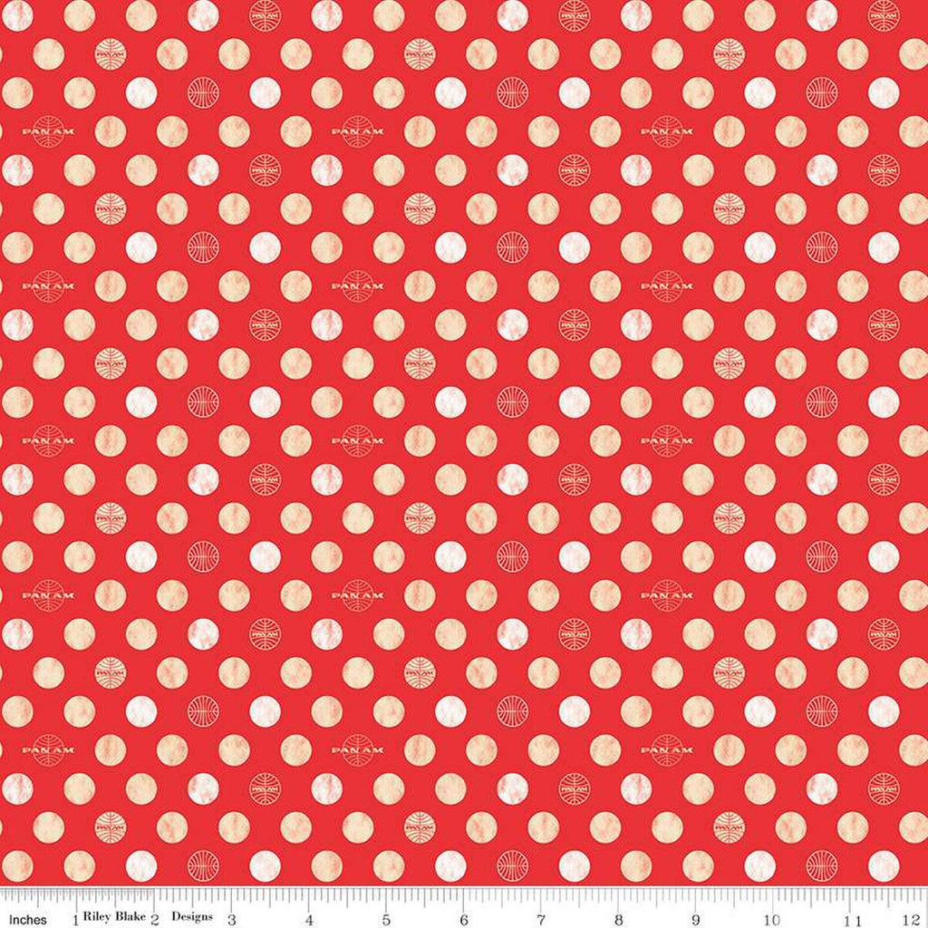 SALE Pan Am Dots C12123 Red - Riley Blake Designs - Dotted Polka Dot Logo - Quilting Cotton Fabric