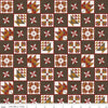 33" End of Bolt - CLEARANCE Fall Barn Quilts Blocks C12201 Brown- Riley Blake -Autumn Printed Leaf Basket Star Quilt Blocks- Quilting Cotton