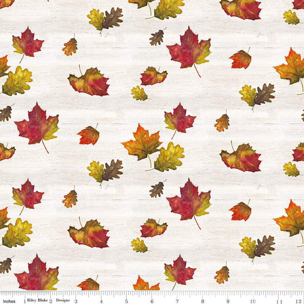 SALE Fall Barn Quilts Leaf Toss CD12203 Parchment - Riley Blake Designs - DIGITALLY PRINTED Autumn Leaves - Quilting Cotton Fabric