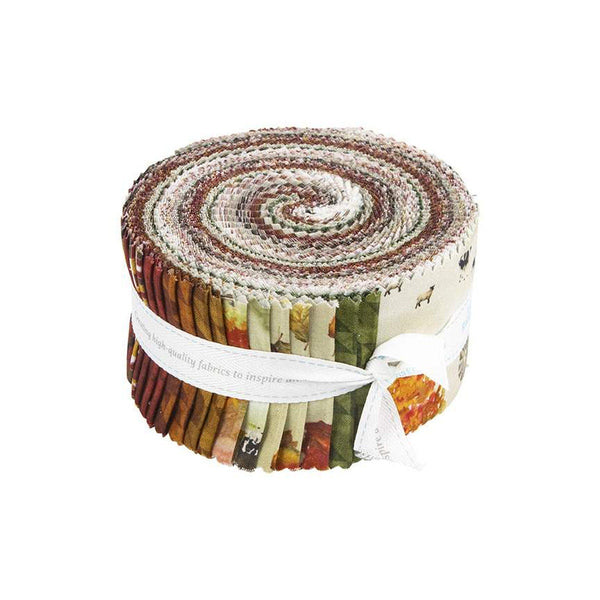 SALE Fall Barn Quilts 2.5-Inch Rolie Polie Jelly Roll 40 pieces Riley Blake Designs - Precut Bundle - Autumn Barns - Quilting Cotton Fabric