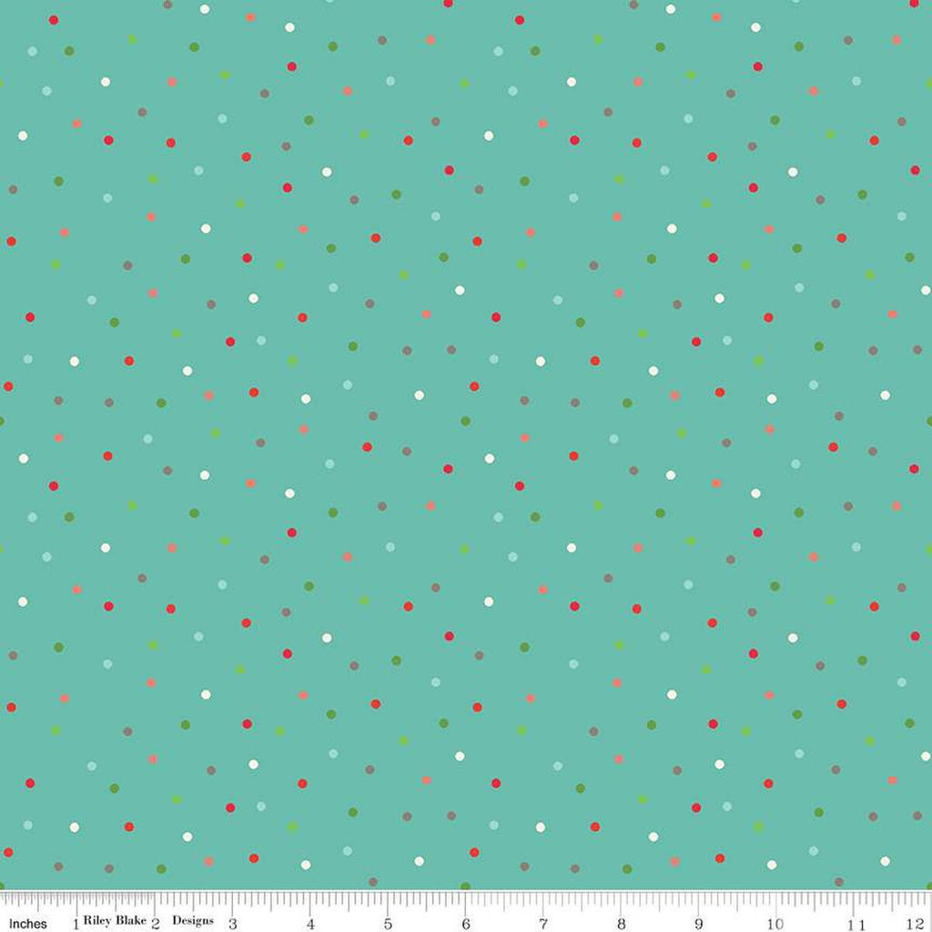 Winter Wonder Dots C12068 Aqua - Riley Blake Designs - Christmas Dot Dotted - Quilting Cotton Fabric