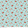 SALE Pixie Noel 2 Poinsettias C12113 Aqua - Riley Blake Designs - Christmas Floral Flowers - Quilting Cotton Fabric