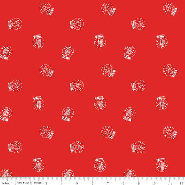 SALE Pixie Noel 2 Snow Globes C12114 Red - Riley Blake Designs - Christmas - Quilting Cotton Fabric