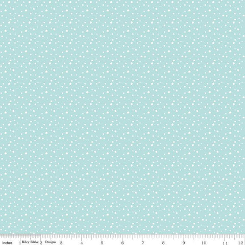 Pixie Noel 2 Snow C12115 Aqua - Riley Blake Designs - Christmas Dots Dotted Dot - Quilting Cotton Fabric