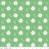 SALE Pixie Noel 2 Floral C12116 Green - Riley Blake Designs - Christmas White Flowers - Quilting Cotton Fabric