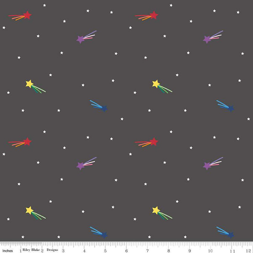 Imagine Shooting Stars C12163 Charcoal - Riley Blake Designs - Star - Quilting Cotton Fabric