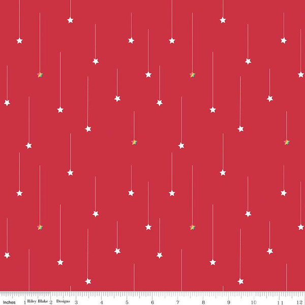 CLEARANCE Imagine Starfall C12164 Red - Riley Blake Designs - Star Stars - Quilting Cotton Fabric