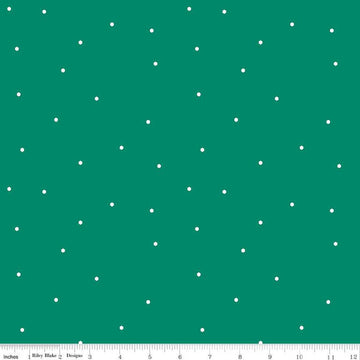 CLEARANCE Imagine Hexie Sprinkle C12166 Green - Riley Blake Designs - Small White Hexagons Hexies - Quilting Cotton Fabric