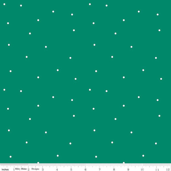 CLEARANCE Imagine Hexie Sprinkle C12166 Green - Riley Blake Designs - Small White Hexagons Hexies - Quilting Cotton Fabric