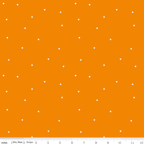 SALE Imagine Hexie Sprinkle C12166 Orange - Riley Blake Designs - Small White Hexagons Hexies - Quilting Cotton Fabric