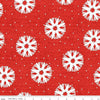 14" End of Bolt - SALE Nicholas Snowflake Dots C12337 Red - Riley Blake Designs - Christmas Winter White Snowflakes - Quilting Cotton Fabric