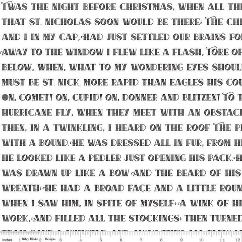 Nicholas Twas the Night C12344 White - Riley Blake Designs - Christmas Text Quotations - Quilting Cotton Fabric