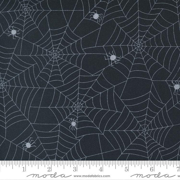 SALE Too Cute to Spook Spidey Webs 22421 Black Cat - Moda Fabrics - Halloween Spider Web Spiders - Quilting Cotton Fabric