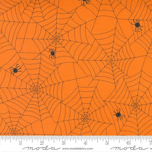 20" End of Bolt - SALE Too Cute to Spook Spidey Webs 22421 Orange Pumpkin - Moda Fabrics - Halloween Spider Web - Quilting Cotton Fabric