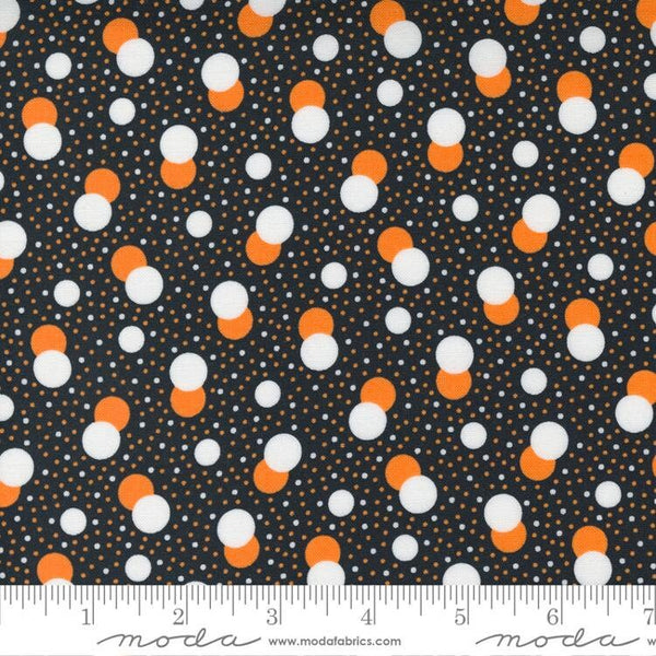 33" End of Bolt - SALE Too Cute to Spook Double Trouble 22424 Black - Moda Fabrics - Halloween Polka Dots Dotted - Quilting Cotton Fabric