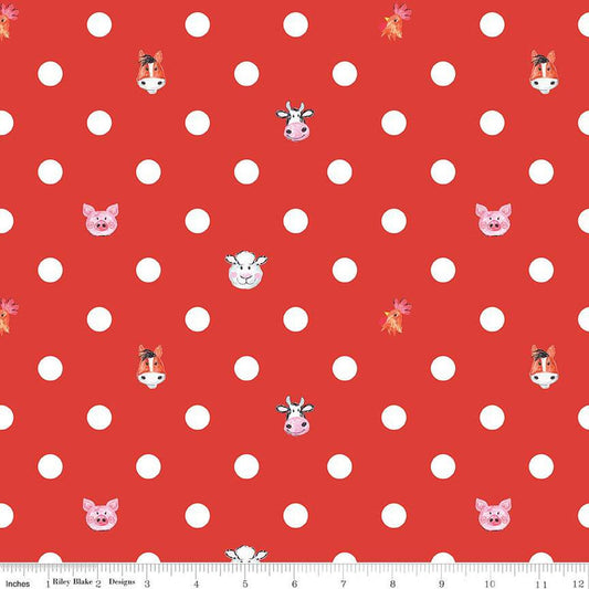 SALE Coloring on the Farm Dots C12233 Red - Riley Blake Designs - Crayola Crayons Dotted Polka  - Quilting Cotton Fabric - Licensed Product