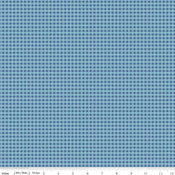 DEAL Prairie Homespun Heirloom Denim Blue PRINTED Gingham Fabric - C12308 - Lori Holt Riley Blake Quilting Cotton Fabric