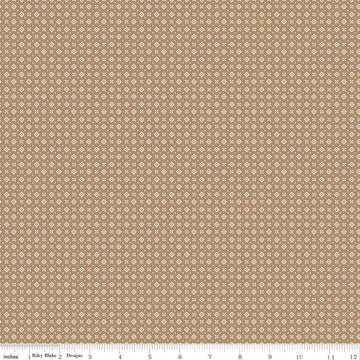 SALE Prairie Cabin Brown Sugar Brown Geometric Floral Fabric - C12309 - Lori Holt Riley Blake Quilting Cotton Fabric