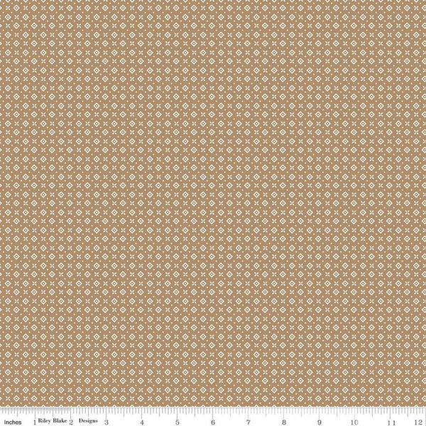 SALE Prairie Cabin C12309 Brown Sugar by Riley Blake Designs - Geometric Flowers Diamonds Dots - Lori Holt - Quilting Cotton Fabric