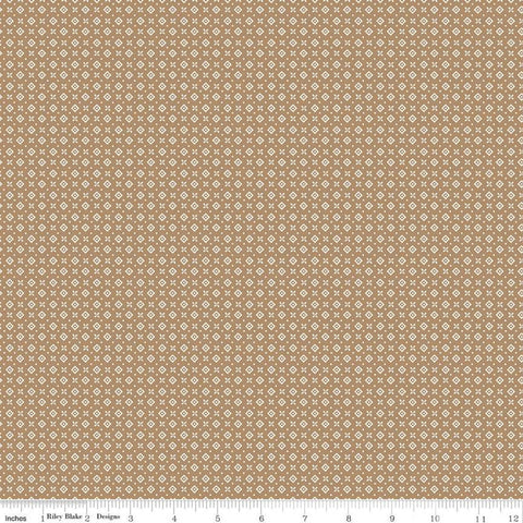 SALE Prairie Cabin C12309 Brown Sugar by Riley Blake Designs - Geometric Flowers Diamonds Dots - Lori Holt - Quilting Cotton Fabric