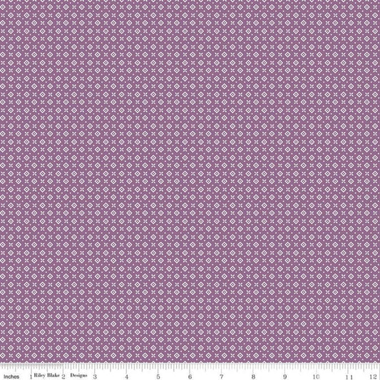 SALE Prairie Cabin C12309 Heirloom Plum - Riley Blake Designs - Geometric Flowers Diamonds Dots - Lori Holt - Quilting Cotton Fabric