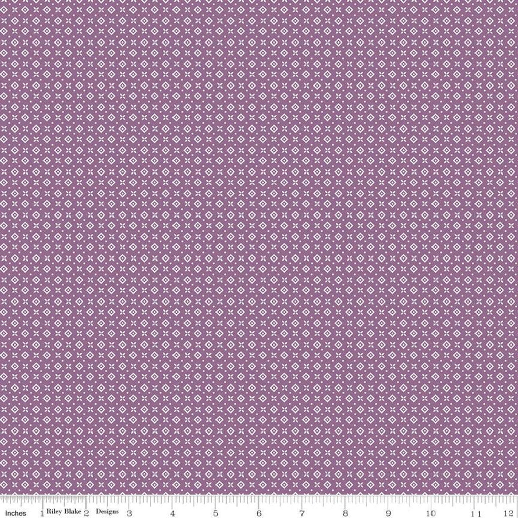 Prairie Cabin C12309 Heirloom Plum by Riley Blake Designs - Geometric Flowers Diamonds Dots - Lori Holt - Quilting Cotton Fabric