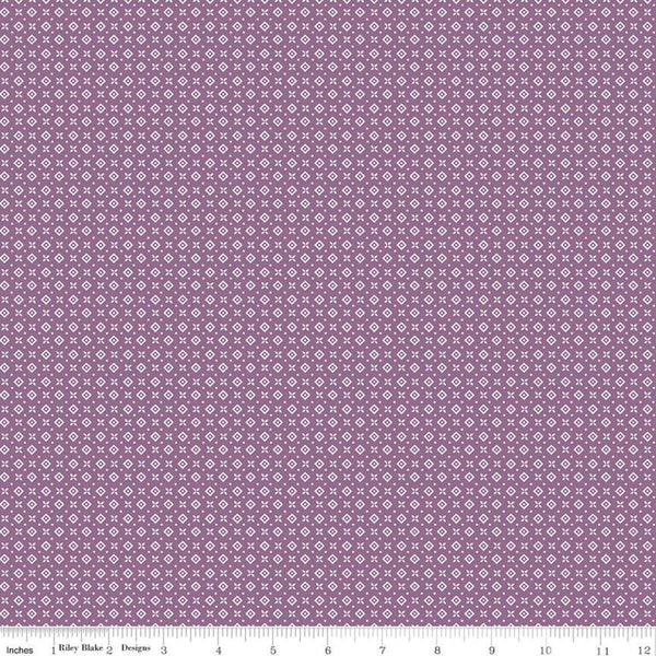 SALE Prairie Cabin C12309 Heirloom Plum by Riley Blake Designs - Geometric Flowers Diamonds Dots - Lori Holt - Quilting Cotton Fabric