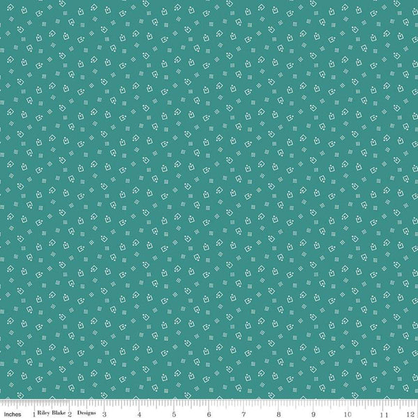 SALE Prairie Mercantile C12311 Teal by Riley Blake Designs - Geometric - Lori Holt - Quilting Cotton Fabric