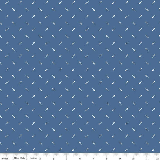 SALE Prairie Family C12316 Denim - Riley Blake Designs - Geometric - Lori Holt - Quilting Cotton Fabric