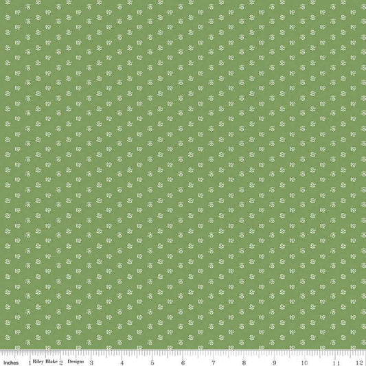SALE Prairie Keepsake C12317 Basil - Riley Blake Designs - Floral Flowers - Lori Holt - Quilting Cotton Fabric