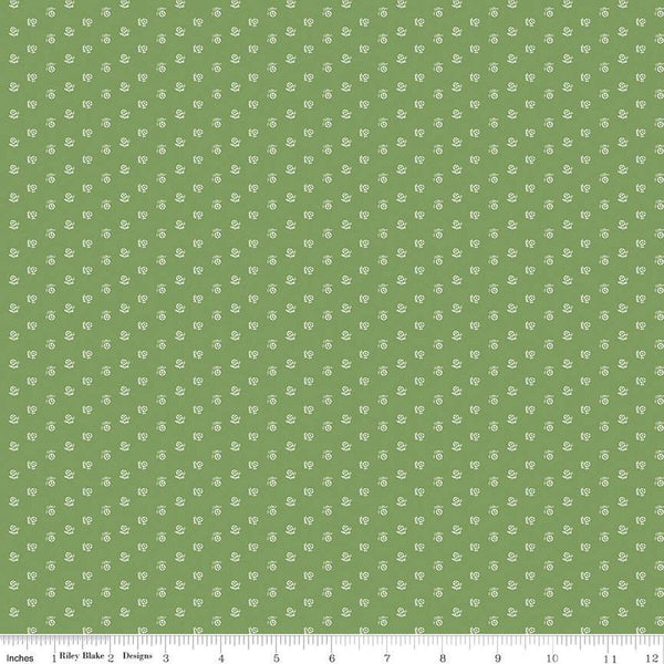 SALE Prairie Keepsake C12317 Basil by Riley Blake Designs - Floral Flowers - Lori Holt - Quilting Cotton Fabric