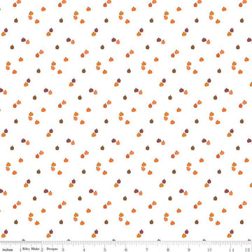 DEAL Seasonal Basics Pumpkins C652 White - Riley Blake Designs - Halloween Thanksgiving Fall Autumn - Quilting Cotton Fabric