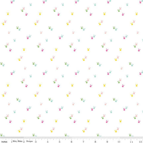 SALE Seasonal Basics Bunnies C656 White by Riley Blake Designs - Easter Spring - Quilting Cotton Fabric