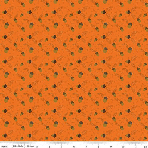 Awesome Autumn Acorns C12172 Orange by Riley Blake Designs - Fall Leaves Swirls - Quilting Cotton Fabric