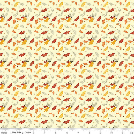 32" End of Bolt - DEAL Awesome Autumn Leaves C12173 Cream by Riley Blake Designs - Fall Leaf - Quilting Cotton Fabric