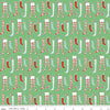 17" End of Bolt - SALE Pixie Noel 2 Stockings C12112 Green - Riley Blake Designs - Christmas - Quilting Cotton Fabric