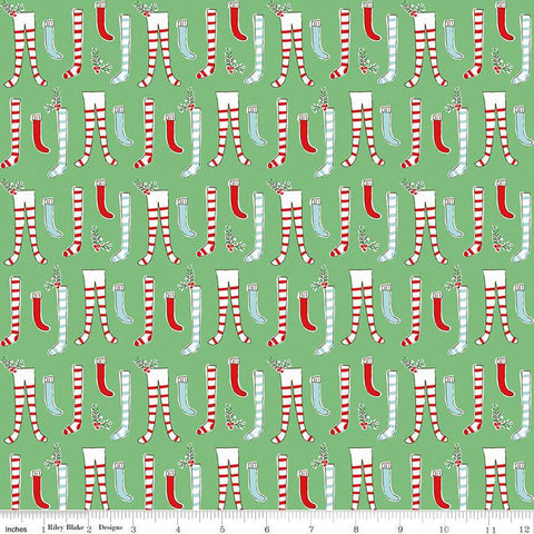 Pixie Noel 2 Stockings C12112 Green - Riley Blake Designs - Christmas - Quilting Cotton Fabric