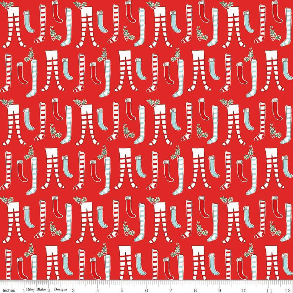 Pixie Noel 2 Stockings C12112 Red - Riley Blake Designs - Christmas - Quilting Cotton Fabric