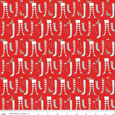 SALE Pixie Noel 2 Stockings C12112 Red - Riley Blake Designs - Christmas - Quilting Cotton Fabric